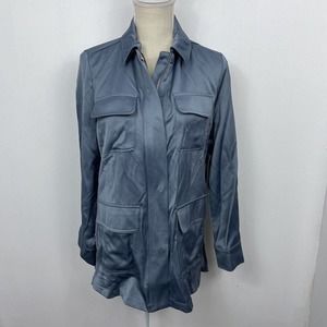 CHICOS Satin Explorer Utility Jacket 4 Pockets Chicos Sz 0 US Size 4/6 Gray NWT